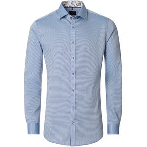 Venti Heren Overhemd Met Bloemenkraag Blauw Body Fit - XXL