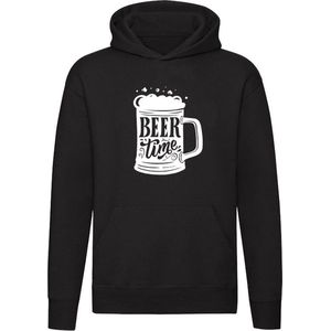 Beer Time | Unisex | Trui | Sweater | Hoodie | Capuchon | Zwart | Bier Tijd | Bierpul | Beker | Borrel | Feest | Zuipen | Oktoberfeest | Carnaval