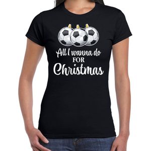 Bellatio Decorations Foute voetbal Kerst T-shirt sport - shirt - dames - zwart M