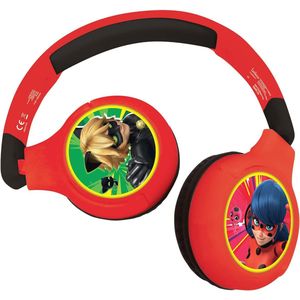 2-in-1 Bluetooth Koptelefoon voor Kinderen - Draadloos & Draad, Veilig Volume, Opvouwbaar & Verstelbaar in Rood