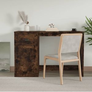 vidaXL Bureau 115x50x75 cm - Gerookt Eiken Kantoormeubilair - Bureau - Houten Bureau - Bruine Bureau - Modern Bureau - Compact Bureau - Home Office