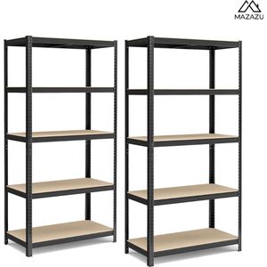 MIRA Home - Opbergrek - Stellingkast - Kast - Wandrek - Wandkast - Zwart - 200x100x50