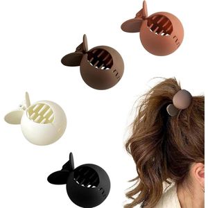 Hair Clip 4 Kleuren Hoog Paardenstaart Clips Dunne Haarspeldjes Ronde Haaraccessoires voor Vrouwen Fashion Ponytail (Zwart Wit Bruin Oranje)