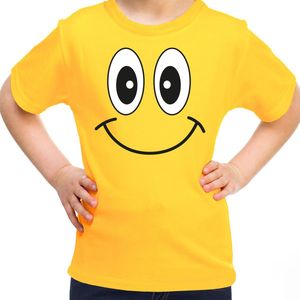 Bellatio Decorations Verkleed t-shirt voor kinderen/meisje - smiley - geel - feestkleding 146/152