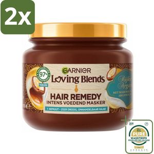 Garnier - Loving Blends - Haarmasker - Rijke Argan - Zeer Droog & Onhandelbaar Haar - 340 ml - Voordeelverpakking - 2 stuks - Droog haar - Onhandelbaar haar