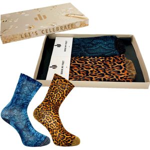 Sock My Feet geschenkdoos sokken dames 36 38 - cadeau voor vrouw - duurzaam - naadloos - Python Panther