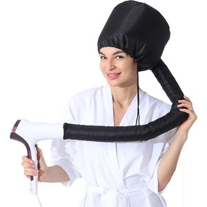 Bonnet Kap Haardroger - Extra grote - Extractor Hood - Verstelbare - Föhn-opzetstuk - Droogwarmtekap - Verdampingskap - Droogkap met Elastische Band - Voor Natuurlijke Krullend Textuur Haarverzorging, Snel Drogend, Styling - Zwart