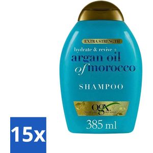 15 x OGX - Argan Oil of Morocco - Shampoo - Extra Sterk - Hydrate & Revive - 385 ml - Glans Shampoo - Argan Oil Of Morocco - OGX Shampoo