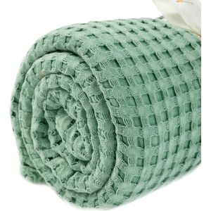 Amelie Home - Vintage Wafel Plaid - Salie groen - 130x150 cm