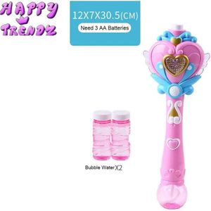 Happy Trendz® Bellenblaas Prinses Hart met Led licht - Bubble - Feesten Partijen - Muziek Licht - Automatisch kinderen meiden bellenblaas - met 2 flesjes - xl model - Roze