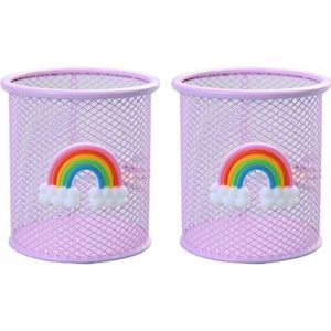 Pennenhouder voor kinderen - regenboog design - 2 stuks - roze - metaal