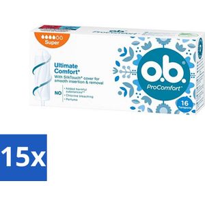 o.b. Tampons - ProComfort Super - Voor Comfort en Zachte Bescherming - 16 Tampons - Bulkverpakking - 15 stuks