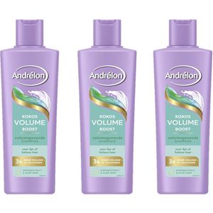Andrélon Shampoo - Kokos Volume Boost - 3 x 250 ml - verrijkt met kokosextract en aloë vera