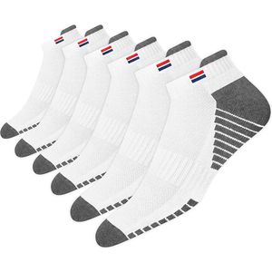 Sneaker Sokken Unisex - Set van 6 Pairs Katoenen Sportsokken in Zwart, Wit en Grijs