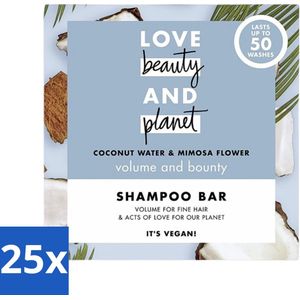 Love Beauty and Planet - Shampoo Bar - Coconut Water & Mimosa Flower - Hydratatie & Volume - 90 g - Bulkverpakking - 25 stuks