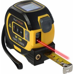 Kwmobile - 3in1 Laser Meetlint - Rolmaat 5m - Zwart/geel - Digitale Rolmaat