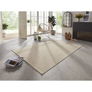 Flycarpets Elle Decoration - Laagpolig - Binnen & Buitenkleed - Handgeweven Look - Caen - Creme - 200x290 cm