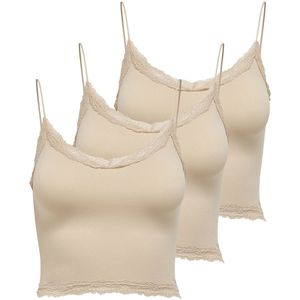 ONLY T-shirt ONLVICKY LACE SEAMLESS CROPPED TOP 3P Set van 3