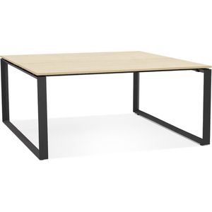 Alterego Vergadertafel / bench-bureau 'BAKUS SQUARE' in hout met natuurlijke afwerking en zwart metaal - 160x160 cm