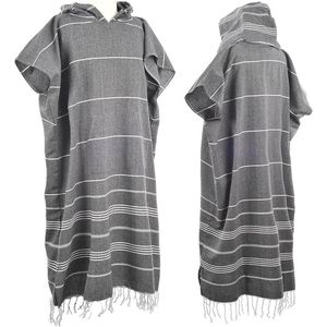 Grote katoenen poncho handdoek voor volwassenen - absorberende surfponcho met capuchon en voorzak