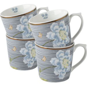 Laura Ashley Heritage Collectables Mokken set van 4 - Midnight Pinstripe - 32 cl.