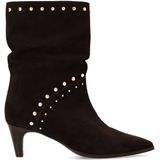 Manfield - Enkellaarsjes - Donkerbruin - Suède - Met Studs