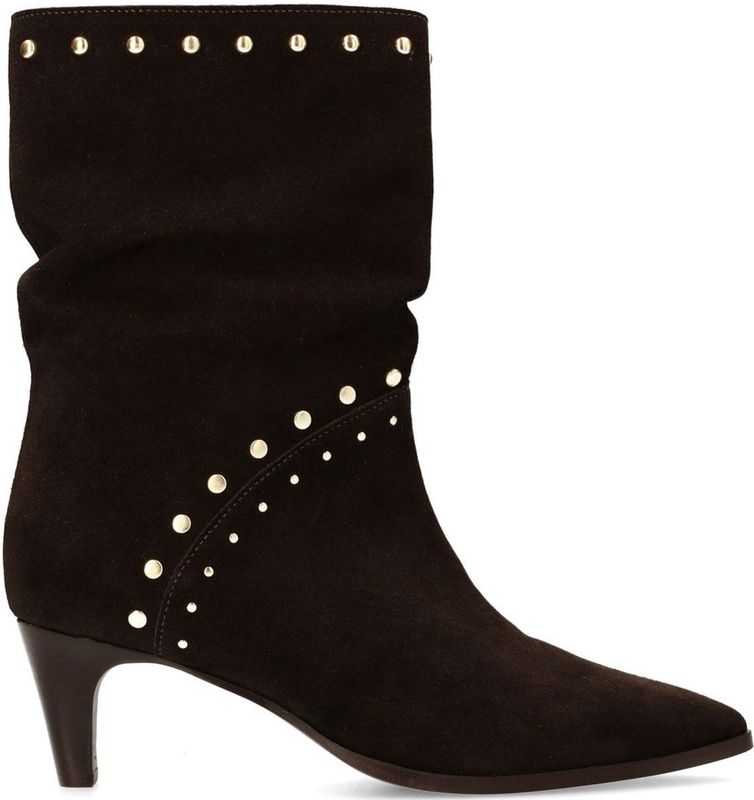 Manfield - Enkellaarsjes - Donkerbruin - Suède - Met Studs