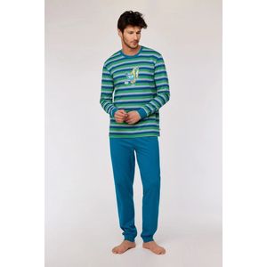Woody pyjama jongens/heren - multicolor gestreept - duif - 252-10-PLC-S/912 - maat XL