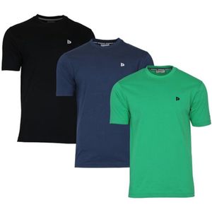 3-Pack Donnay - T-shirt (Vince) - Sportshirt - Heren - Black/Navy/Grass green (683) - maat S