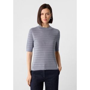 COMMA - Trui - Grijs - Aansluitende Pasvorm - Halve Mouw