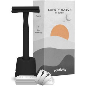 Ecotivity Safety Razor Scheermesjes Voor Vrouwen met 20 Double Edge Schermesjes - Dubbelzijdig Klassiek Scheermes - Black Velvet - Scheermesjes Zero Waste - Scheermesjes Vrouw Veiligheidsscheermes