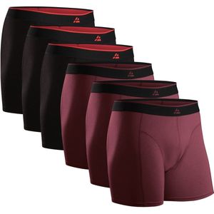 DANISH ENDURANCE Boxershorts Bamboe Viscose Heren Ondergoed - ultiem draagcomfort - 6 pack - Zwart/Bordeaux - Maat M