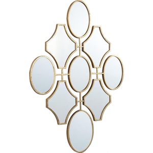 PTMD Dilara Gold ijzeren spiegel ruit met 9 spiegeltjes
