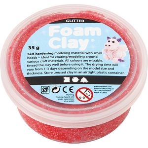 Foam Clay®, rood, glitter, 35gr