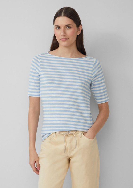 Shirt - Jersey - Gestreept - Halve Mouw - Slanke Pasvorm