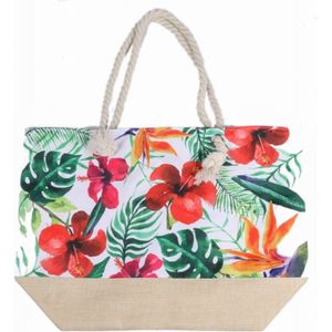 Shopper / strandtas met rits | bloemen print