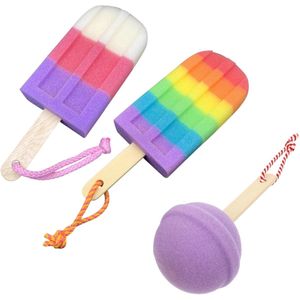 3 stuks - Gevormde spons - Bad- en rugspons - IJsspons bekerborstel - Badreinigingsspons - Badspons - Reinig het lichaam - Voeg plezier toe aan schoonmaaktaken