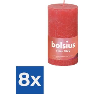 Bolsius Stompkaars Blossom Pink Ø68 mm - Hoogte 13 cm - Roze - 60 branduren - Voordeelverpakking 8 stuks