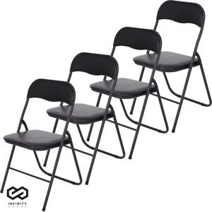 Infinity Goods Set van 4 Klapstoelen - Vouwstoelen - PVC - Eettafelstoelen - Opklapbare Stoelen - 43 x 47 x 80 CM - Stoelen - Zwart