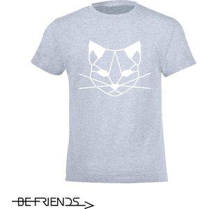 Be Friends T-Shirt - Cat - Kinderen - Licht blauw - Maat 10 jaar