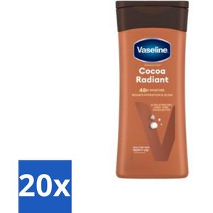 20 x Vaseline Bodylotion Cocoa 200 ml - Vochtbalans - Natuurlijke Glans - Snel Intrekkende Formule - Hydraterende Lotion