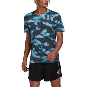 Adidas Run Icons Aop T-shirt Met Korte Mouwen Blauw S Man