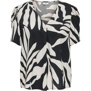Jacqueline de Yong T-shirt Jdyreese S/s Top Wvn Exp 15342861 Black/white Palm Dames Maat - M
