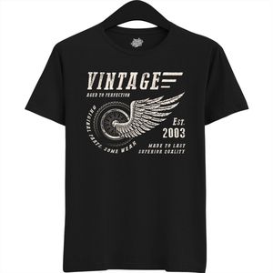 A Vintage Motorcycle Addict Est 2003 | Retro Verjaardag Motor Cadeau Shirt - T-Shirt - Unisex - Zwart - Maat S