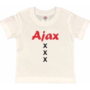 Amsterdam Kinder t-shirt | AJAX XXX | Verjaardagkado | verjaardag kado | grappig | jarig | Amsterdam | Ajax | cadeau | Cadeau | Wit/rood/zwart | Maat 86/92