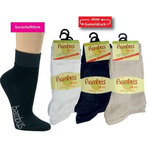 Bamboe sokken – korte schacht - 3 paar - wit - maat 35/38