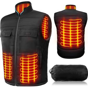 DiverseGoods Verwarmd vest voor dames, elektrisch verwarmbaar vest, met USB met 3 instelbare temperaturen, 4 verwarmingszones, 6 zakken, slim verwarmende winterjas, lange verwarmingsjas, IP67 waterdicht, outdoor winterjas