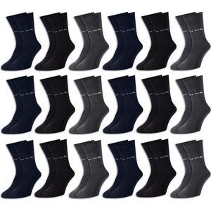 Pierre Cardin® Herensokken 18 Paar - Antraciet Blauw Zwart - 39/42