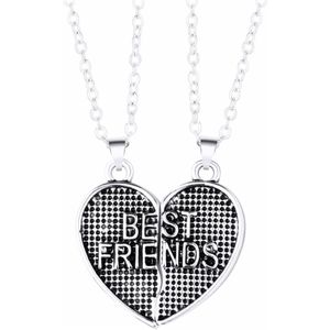 Fako Bijoux® - Vriendschapsketting - BFF Ketting - Hart Zilver - Best Friends - Magnetisch - Zilverkleurig