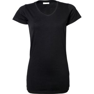 Tee Jays Dames Rekken Extra Lange Korte Mouwen T-Shirt (Zwart)